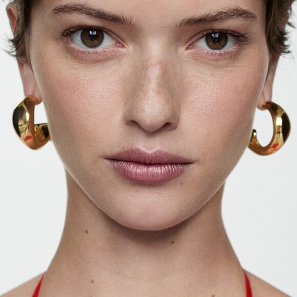 Mango Gold Hoop Earrings/NWT - Picture 1 of 8